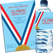Gold medal theme invitations and favors